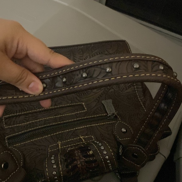 TRINITY RANCH WESTERN BROWN LEATHER PURSE - Picture 14 of 15